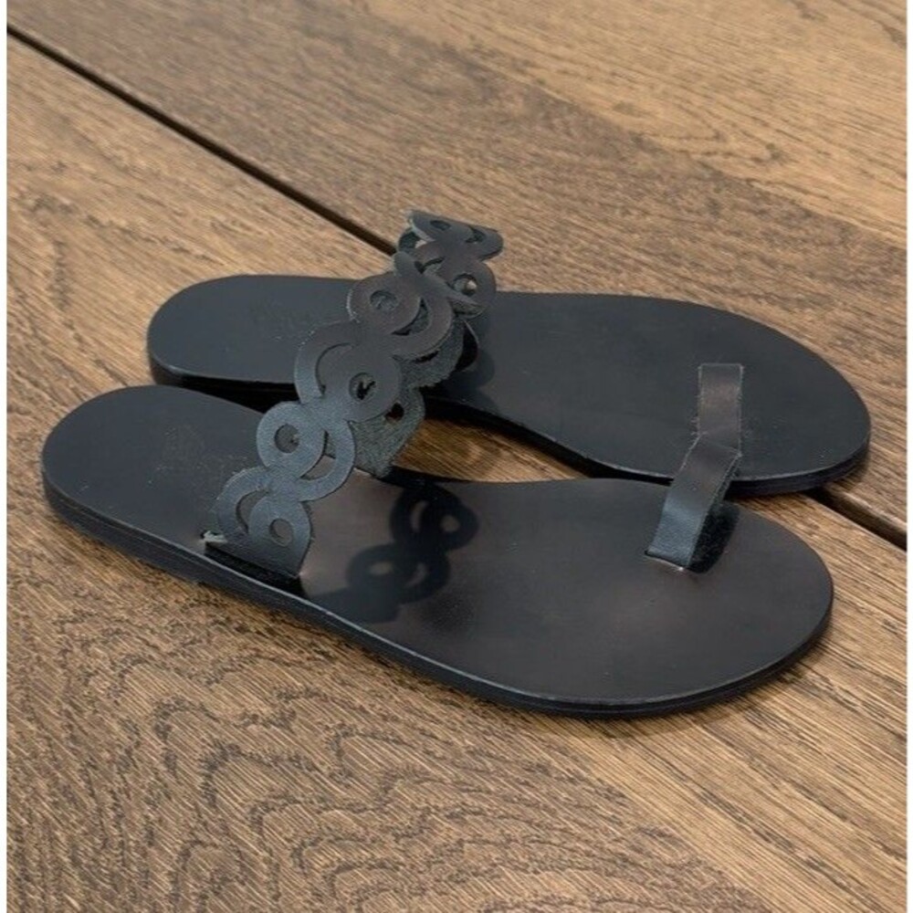 Ancient Greek Sandals Notia Leather Sandals Women’s EU 37/US 6.5 Black Handmade